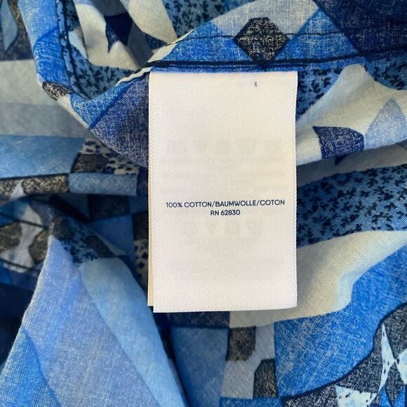 Lands End Blue Quilt Print Long Sleeve Button Down Shirt Size S - Picture 9 of 11